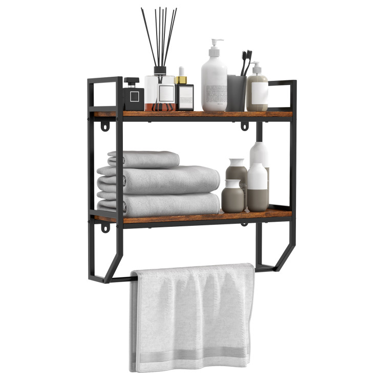 Over The Toilet Shelf Wall Mounted with Metal Frame for Bathroom