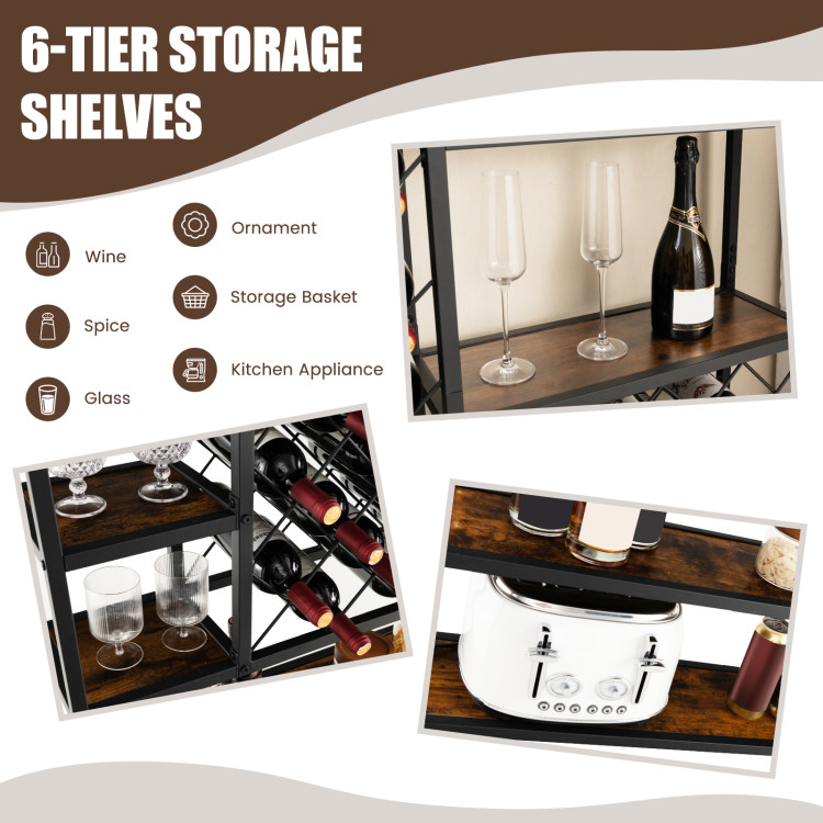 Industrial Floor Wine Rack with 3 Rows of Stemware Racks丨Costway