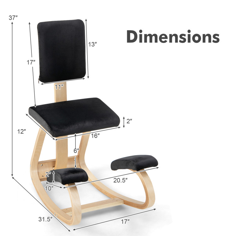 Costway Ergonomic Kneeling Chair Wooden Rocking Chair With Comfortable  Padded Seat Cushion & Knee Support Upright Posture Support Chair For Back  Pain Relief Beige/black/gray : Target