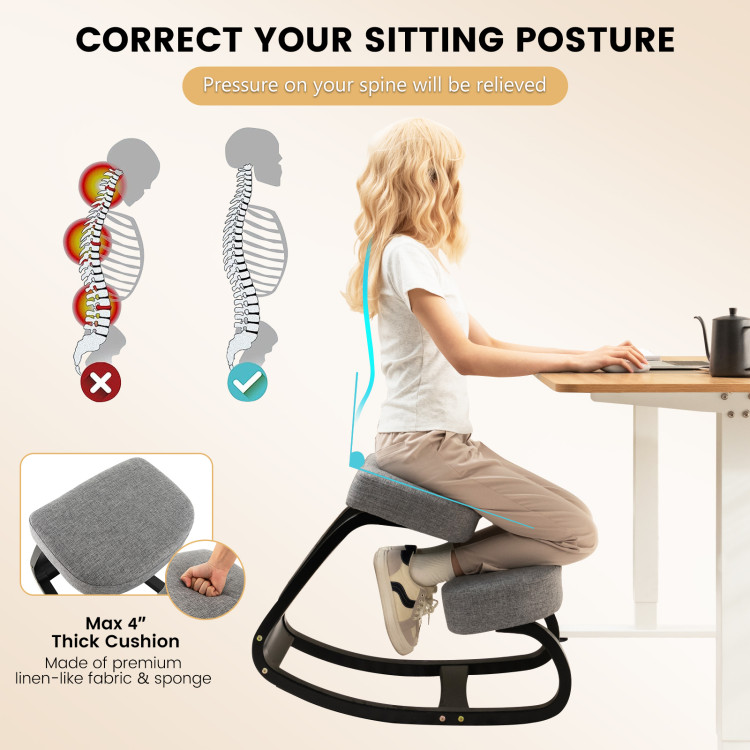 Rocking Ergonomic Kneeling Chair with Padded Cushion for Home Office -  Costway