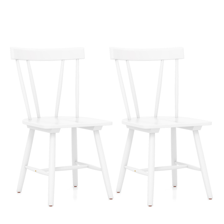 Windsor Style Armless Chairs with Solid Rubber Wood Frame-White - Gallery View 1 of 9