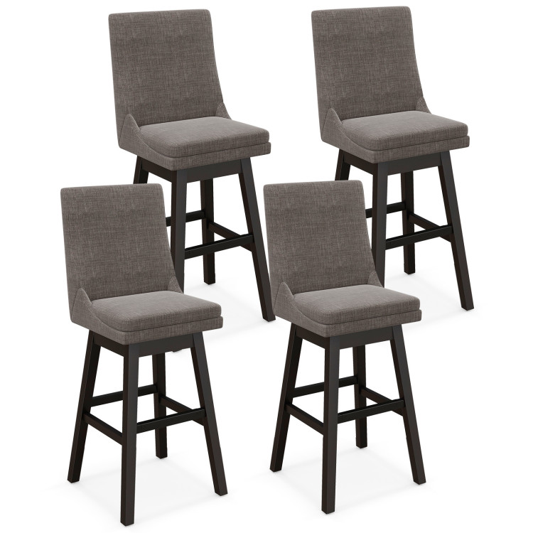 Set of 2 360° Swivel Bar Stool with Rubber Wood Legs Footrest - Costway