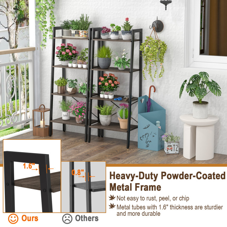 4-Tier Bookshelf with Metal Frame and Adjustable Foot Pads