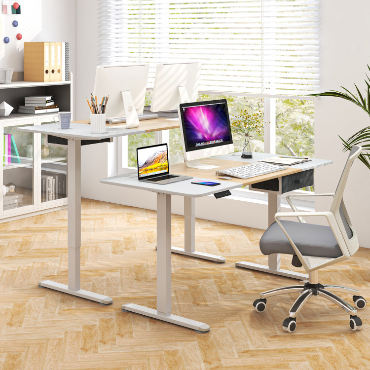 Height Adjustable Electric Standing Desk with USB Charging Port - Costway