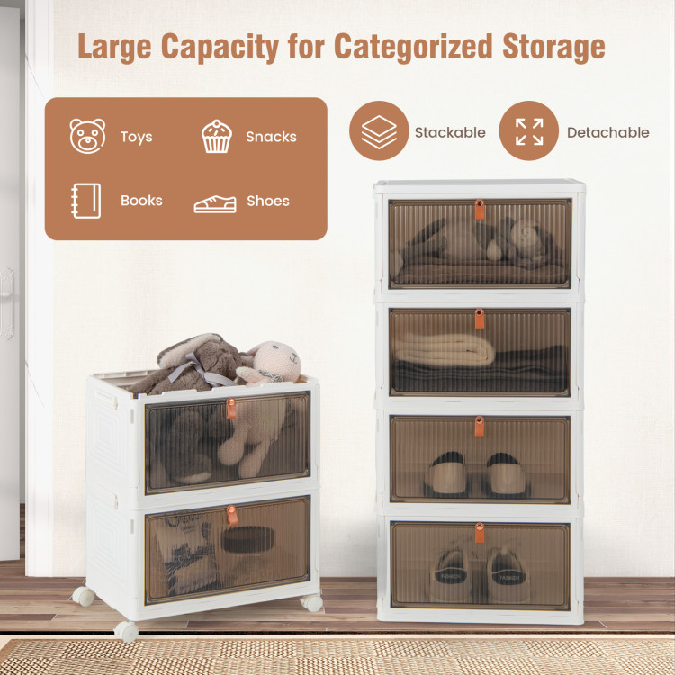 Costway 6-tier Stackable Plastic Storage Bins Storage Bin Organizer With  Lids & Doors : Target