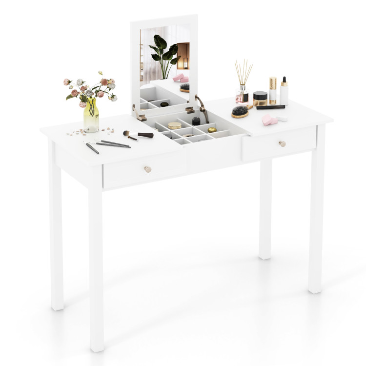Vanity Desk Makeup Dressing Table with Flip Top Mirror and Drawers - Gallery View 1 of 10