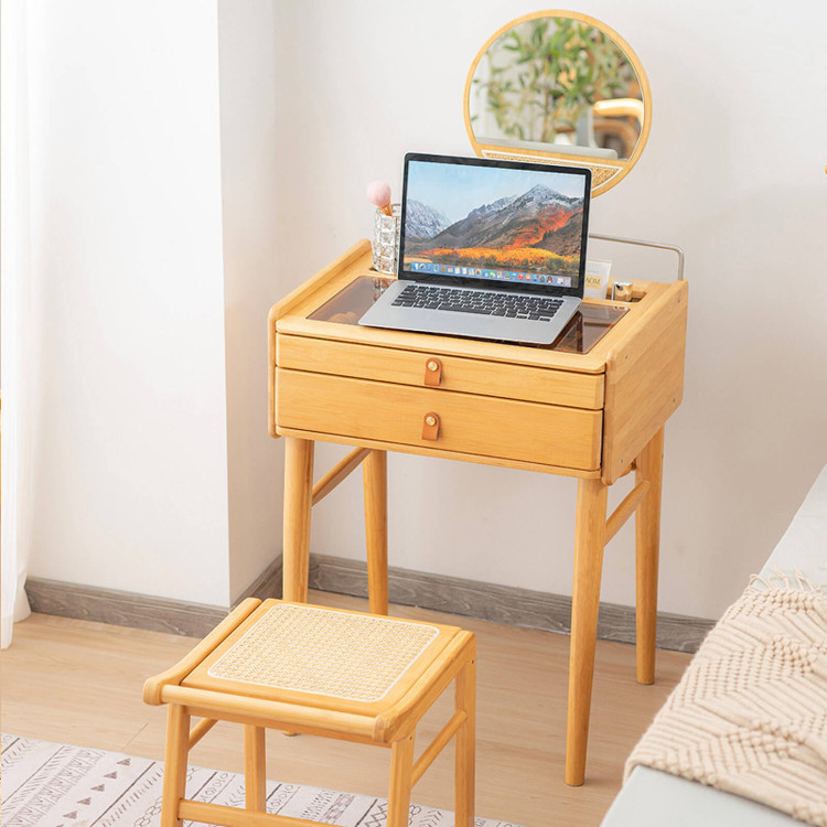 Bamboo Computer Table with Cupboard