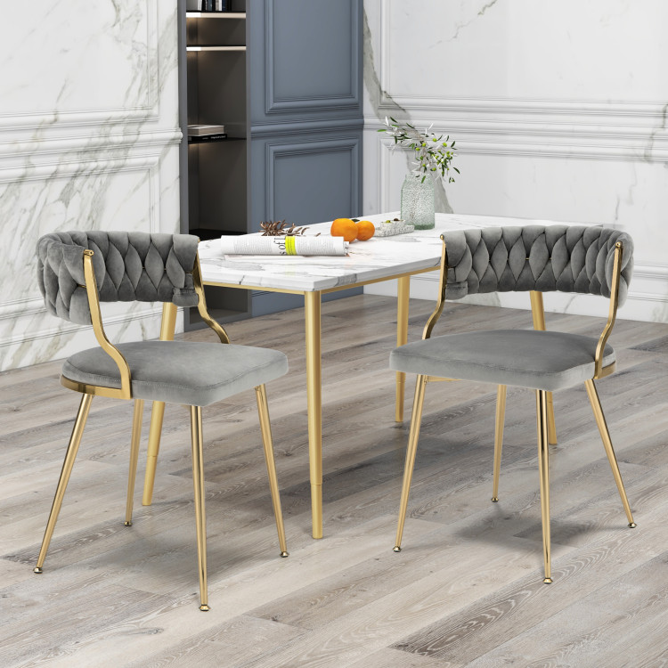 Upholstered Dining Chairs with Golden Metal Legs for Living Room
