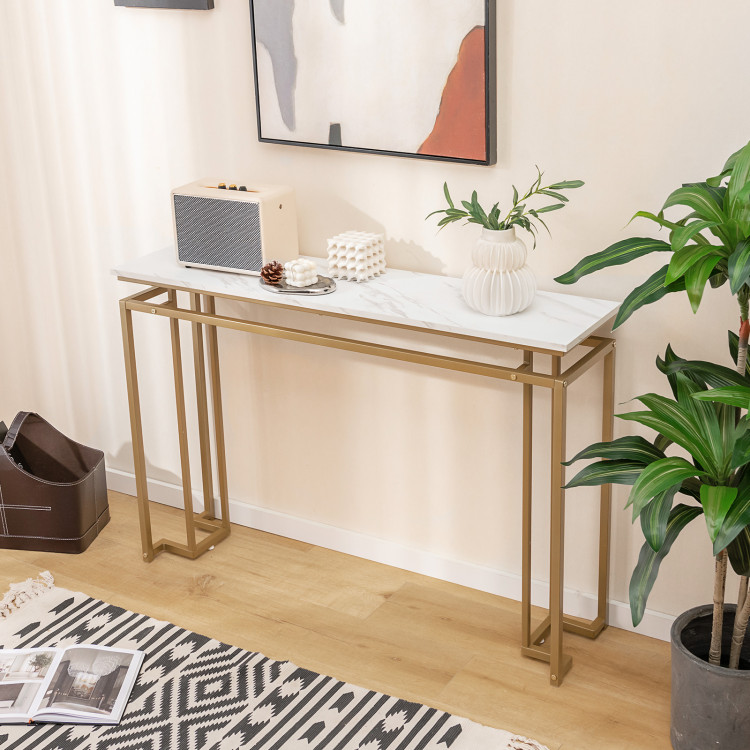 Modern Entryway Table with Gold Heavy-duty Metal Frame and Anti-toppling Kit for Living Room - Gallery View 2 of 10