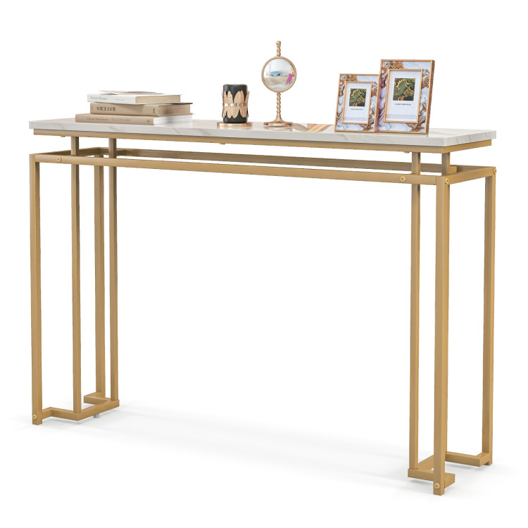 Modern Entryway Table with Gold Heavy-duty Metal Frame and Anti-toppling Kit for Living Room - Gallery View 4 of 10