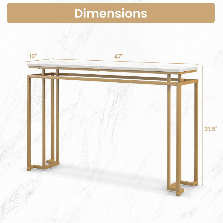 Modern Entryway Table with Gold Heavy-duty Metal Frame and Anti-toppling Kit for Living Room - Gallery View 5 of 10