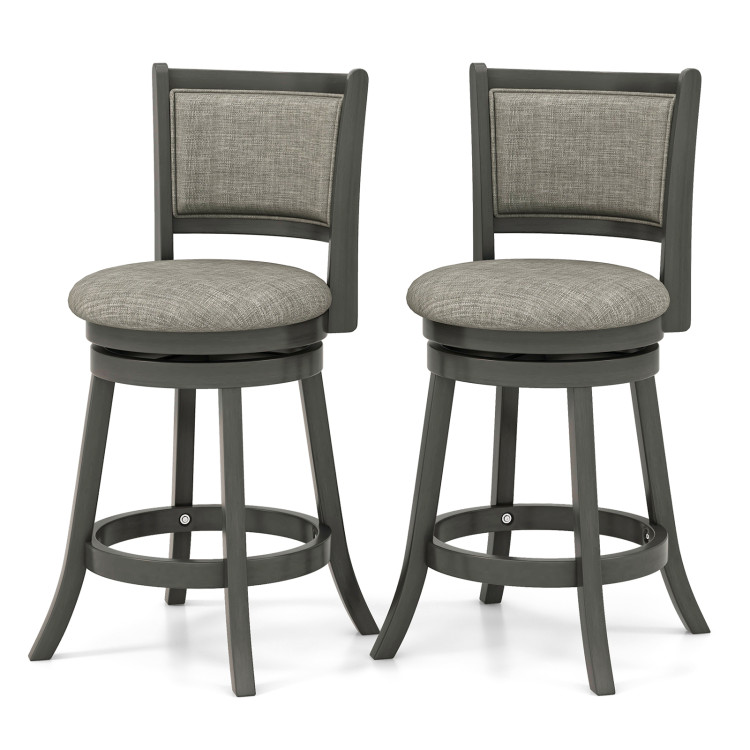 Swivel Bar Stools Set of 2 with Soft-padded Back and Seat - Gallery View 1 of 9
