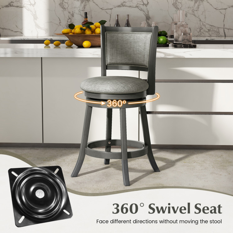 Swivel Bar Stools Set of 2 with Soft-padded Back and Seat - Gallery View 8 of 9