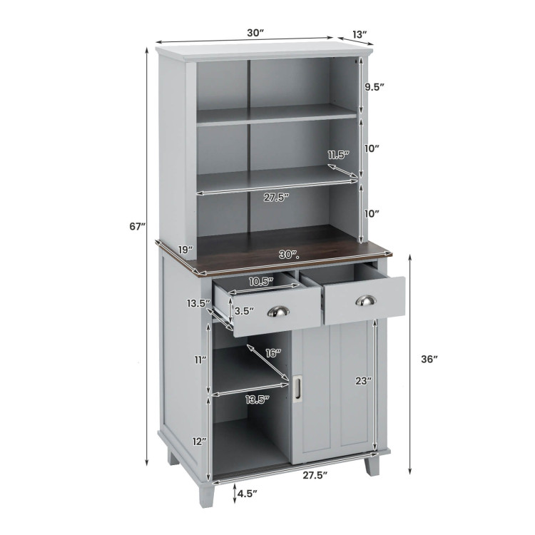 52 Modern 4-Door Kitchen Pantry Freestanding Storage Cabinet w/ 3