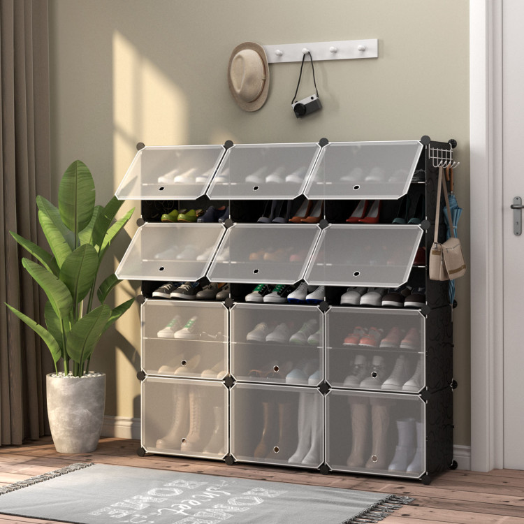 Shoe Storage Cabinet, 48 Pairs Shoe Rack 3 By 8 Tier Shoe Organizer Space  Saving Shoe Storage for Closet Hallway Living Room Bedroom Garage (White)
