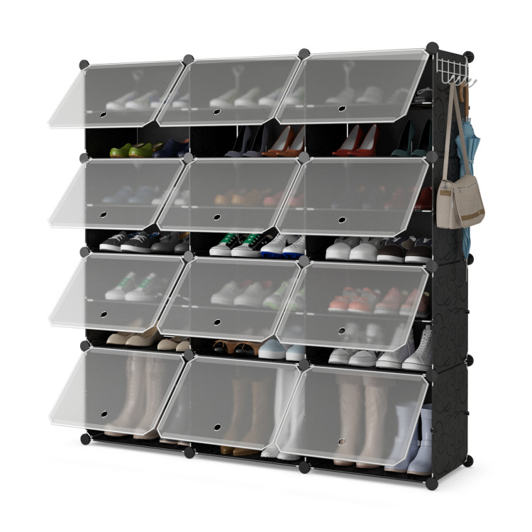 12-Cube 48 Pairs Portable Shoe Shelves with Hook - Gallery View 1 of 11