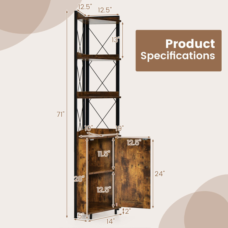 Wood Storage Cabinet with 3-Tier Open Adjustable Storage Shelves, Drawers  and Metal Knobs, Cabinet with Door and Shelf
