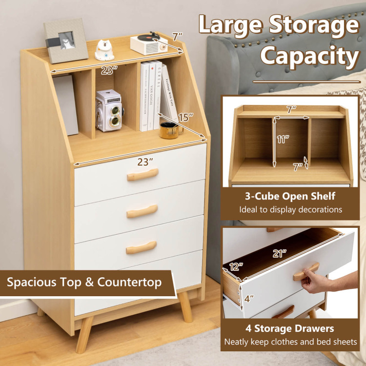 Costway 4-Drawer Dresser Organizer Closet Storage Cabinet with Shelves & Foldable Drawers