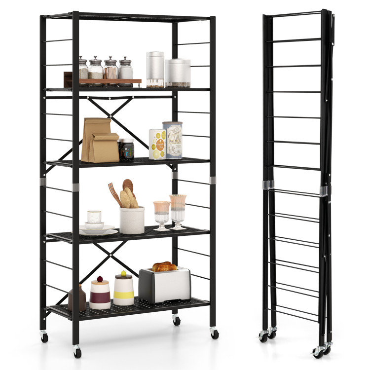 5-Tier Adjustable Shelves on Wheels for Garage Kitchen Balcony - Gallery View 3 of 10