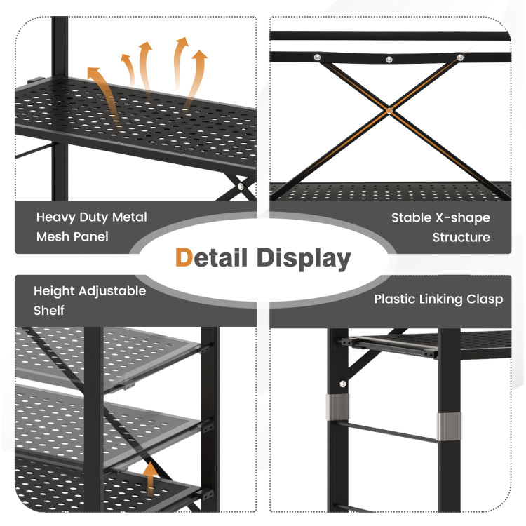 5-Tier Adjustable Shelves on Wheels for Garage Kitchen Balcony - Gallery View 8 of 10