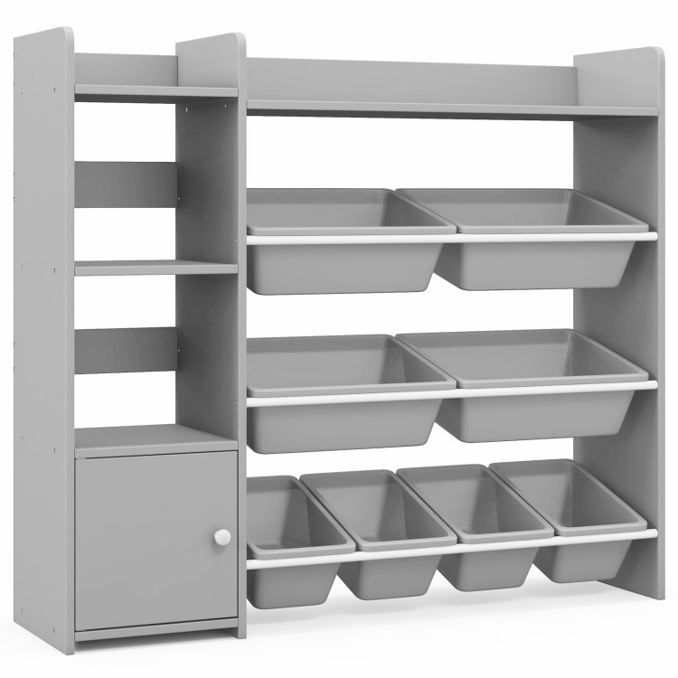 4-Tier Kids Bookshelf and Toy Storage Rack with 8 Toy Organizer Bins - Gallery View 1 of 10
