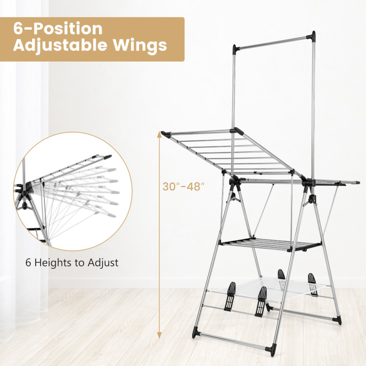 Foldable Clothes Drying Rack with Adjustable Wings