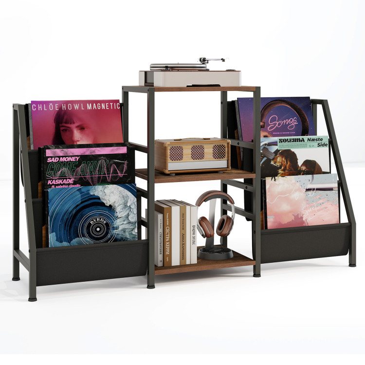 Record Player Stand for up to 200 Albums Turntable Display Stand with 3 Shelves - Gallery View 1 of 10