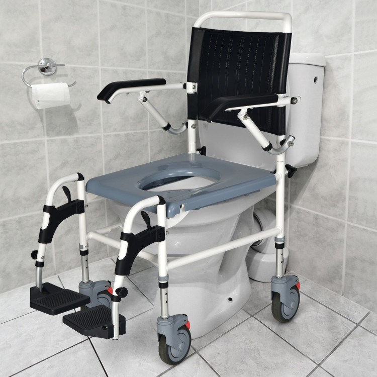 4-in-1 Bedside Commode Chair Commode Wheelchair with Detachable BucketCostway Gallery View 6 of 11