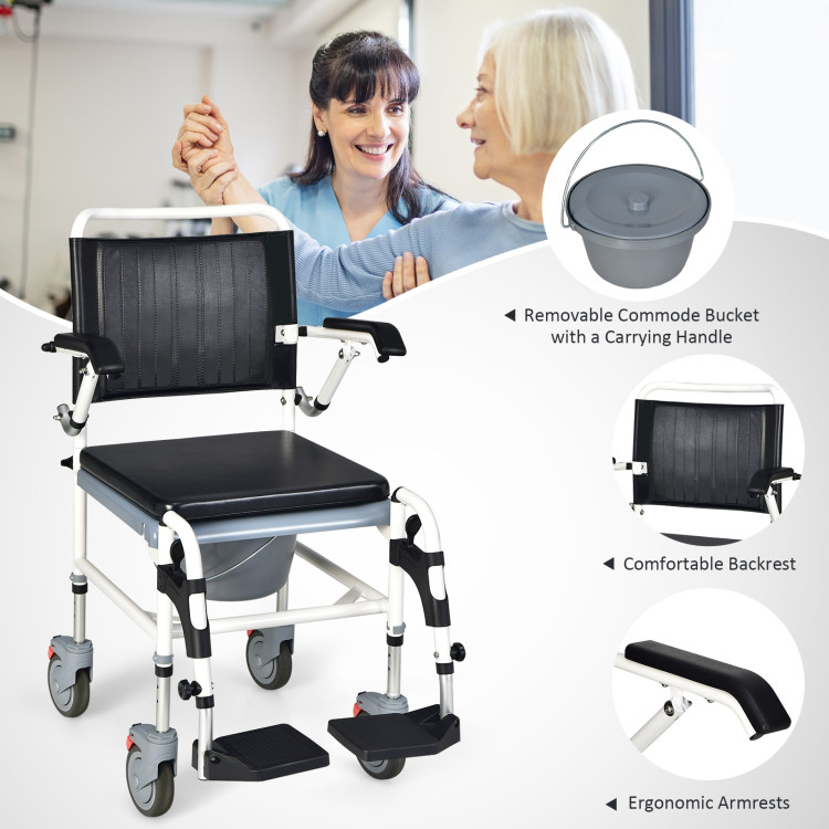 4-in-1 Bedside Commode Chair Commode Wheelchair with Detachable BucketCostway Gallery View 10 of 11