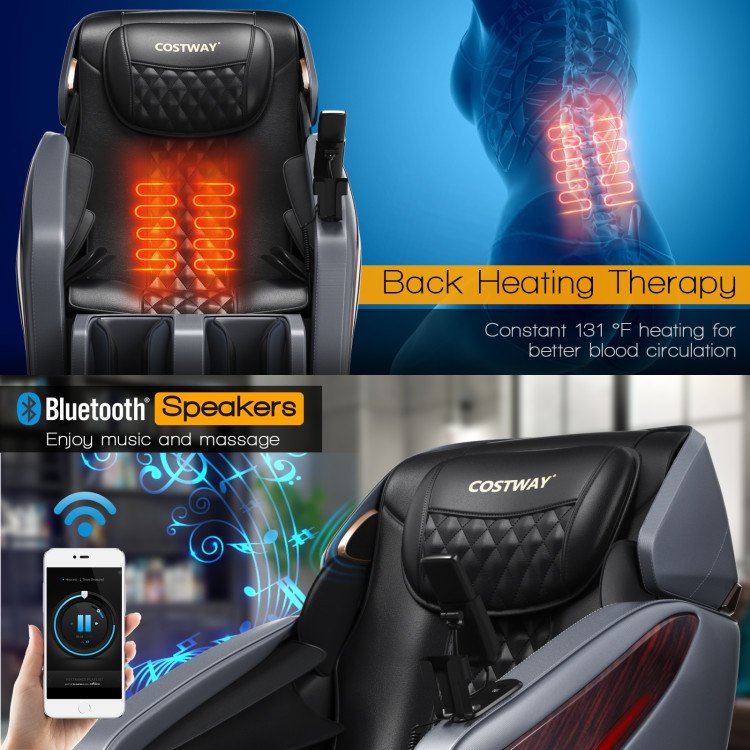 3D SL Track Thai Stretch Zero Gravity Full Body Massage Chair Recliner-BlackCostway Gallery View 2 of 13
