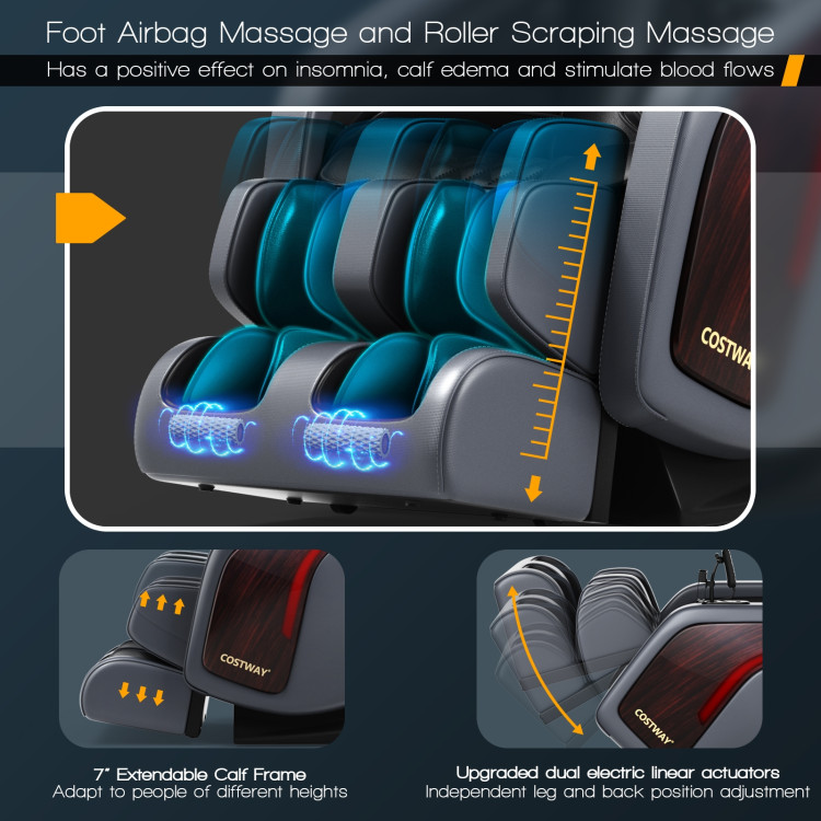 3D SL Track Thai Stretch Zero Gravity Full Body Massage Chair Recliner-BlackCostway Gallery View 12 of 13