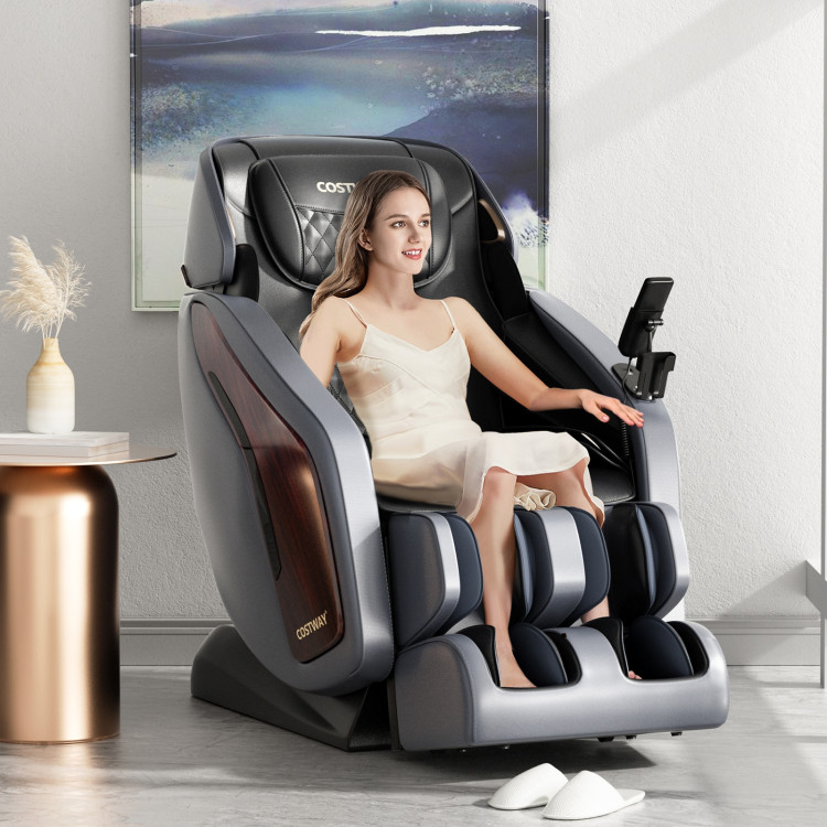3D SL Track Thai Stretch Zero Gravity Full Body Massage Chair Recliner-BlackCostway Gallery View 1 of 13