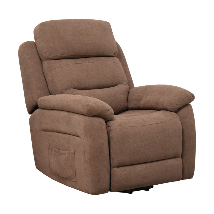 Power Lift Recliner Sofa with Side Pocket and Remote Control-BrownCostway Gallery View 1 of 12