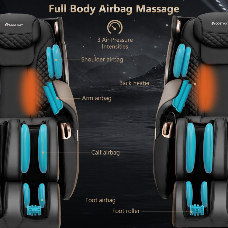 3D SL-Track Electric Full Body Zero Gravity Shiatsu Massage Chair with Heat Roller-BrownCostway Gallery View 10 of 10