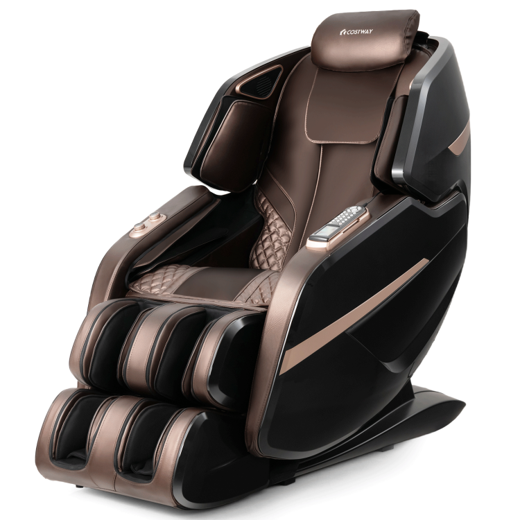 3D Double SL-Track Electric Full Body Zero Gravity Massage Chair with Heat Roller-BrownCostway Gallery View 1 of 10