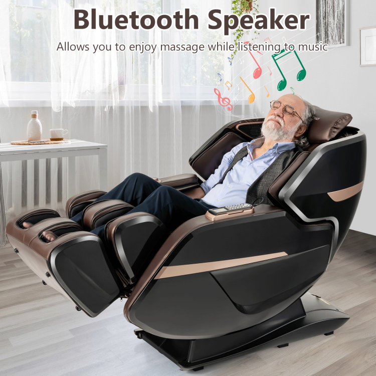 3D Double SL-Track Electric Full Body Zero Gravity Massage Chair with Heat Roller-BrownCostway Gallery View 3 of 10