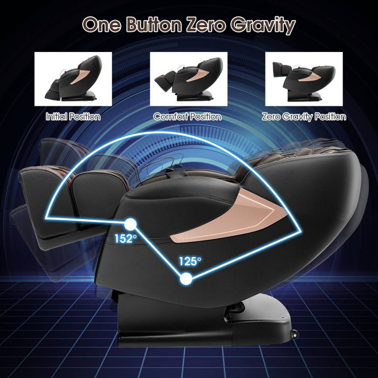 Zero Gravity SL-Track Electric Shiatsu Massage Chair with Intelligent Voice Control-BlackCostway Gallery View 9 of 11