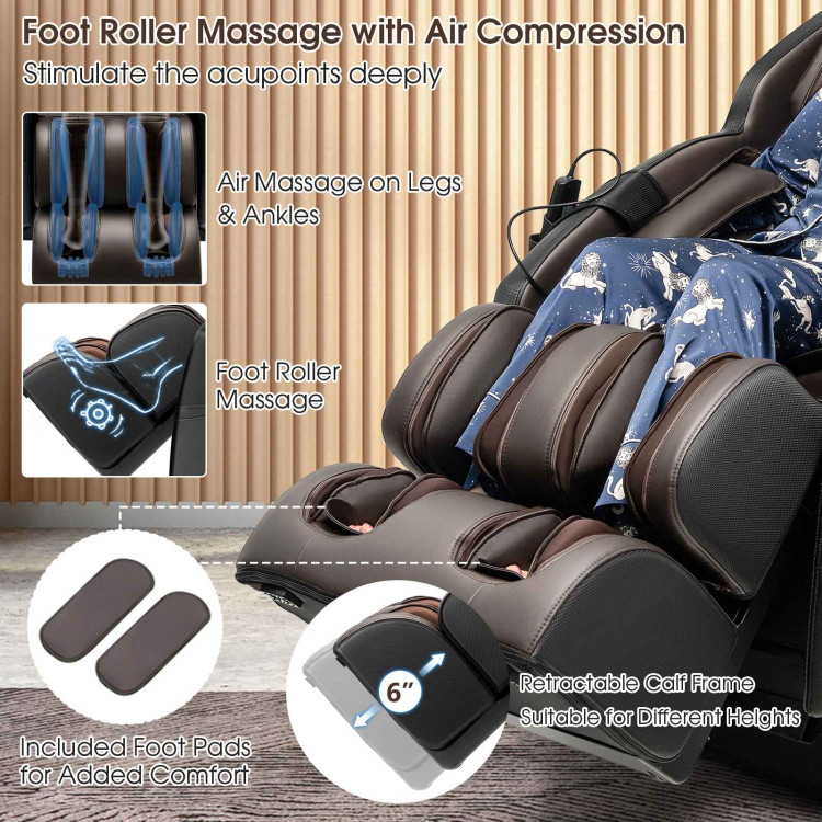 Zero Gravity SL-Track Electric Shiatsu Massage Chair with Intelligent Voice Control-BlackCostway Gallery View 11 of 11