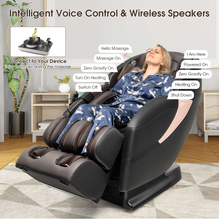 Zero Gravity SL-Track Electric Shiatsu Massage Chair with Intelligent Voice Control-BlackCostway Gallery View 3 of 11