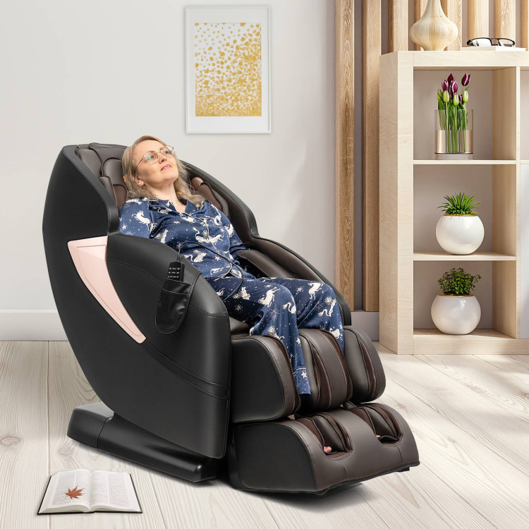 Zero Gravity SL-Track Electric Shiatsu Massage Chair with Intelligent Voice Control-BlackCostway Gallery View 2 of 11