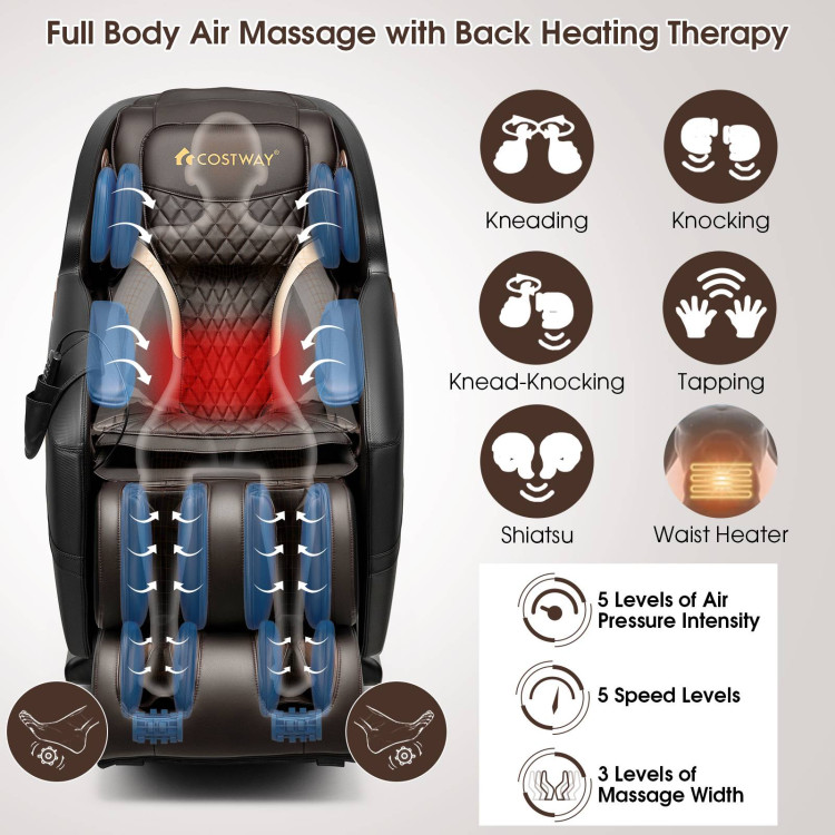 Zero Gravity SL-Track Electric Shiatsu Massage Chair with Intelligent Voice Control-BlackCostway Gallery View 7 of 11
