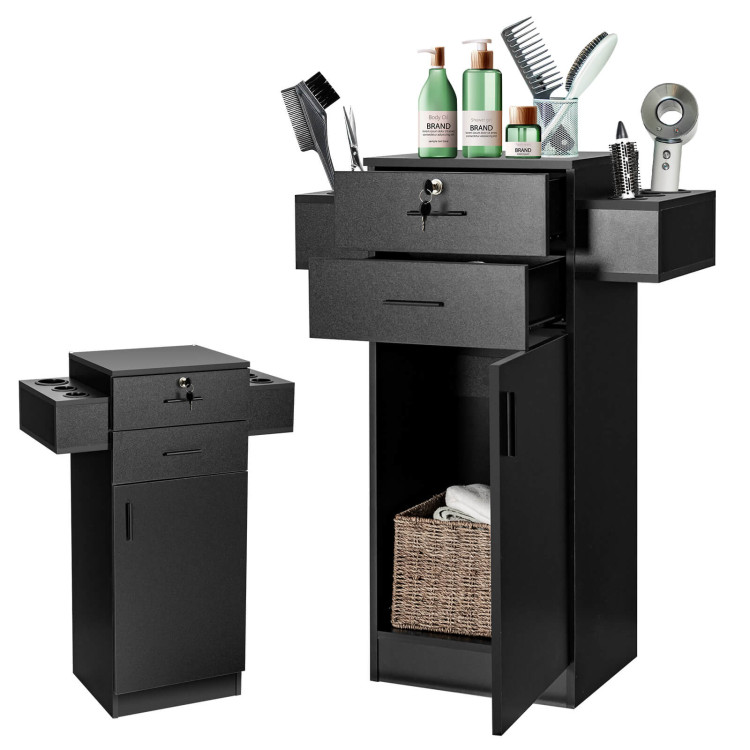 Salon Station Storage Cabinet with 6 Hair Dryer Holders for Hair Stylist-BlackCostway Gallery View 8 of 11
