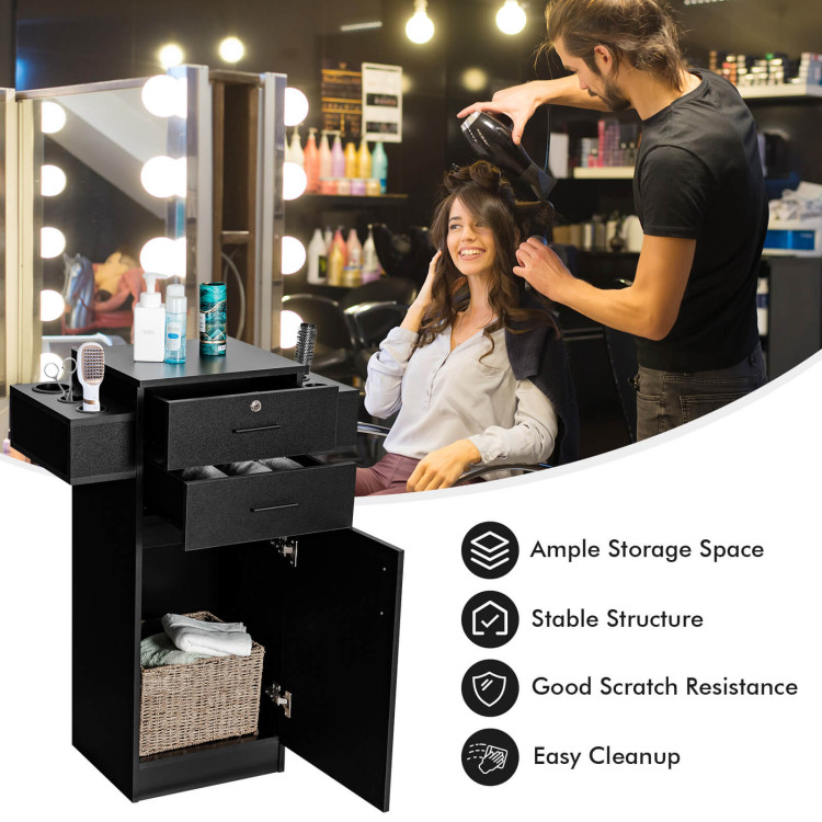 Salon Station Storage Cabinet with 6 Hair Dryer Holders for Hair Stylist-BlackCostway Gallery View 3 of 11