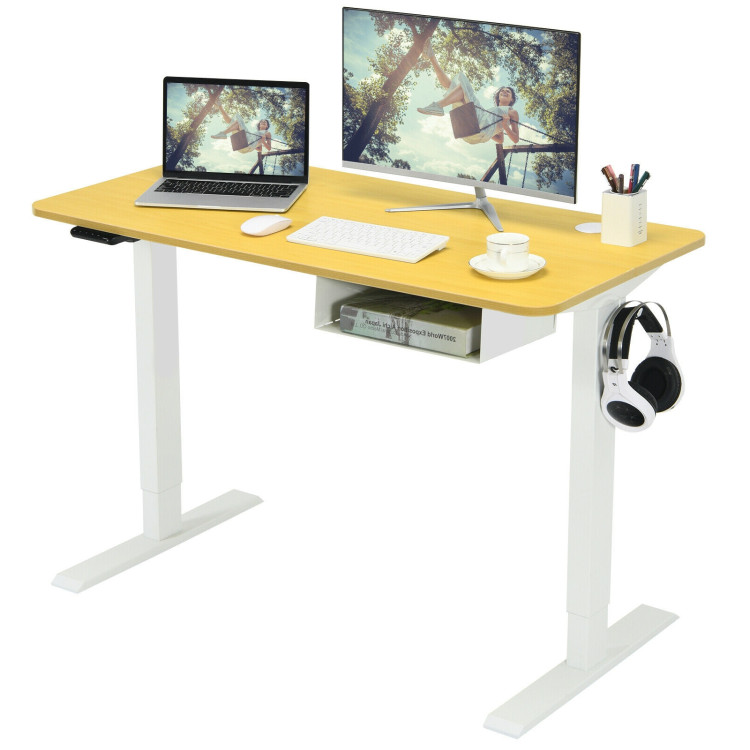 48 Inches Electric Standing Adjustable Desk with Control Panel and USB Port-BeigeCostway Gallery View 8 of 11