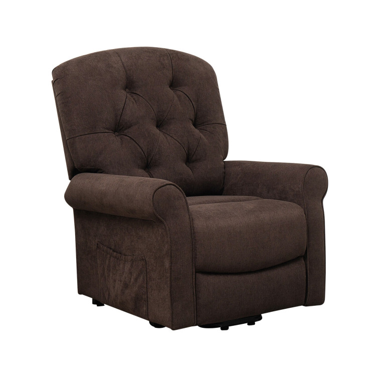 Recliner Chair Sofa for Elderly with Side Pocket and Remote Control-BrownCostway Gallery View 1 of 11
