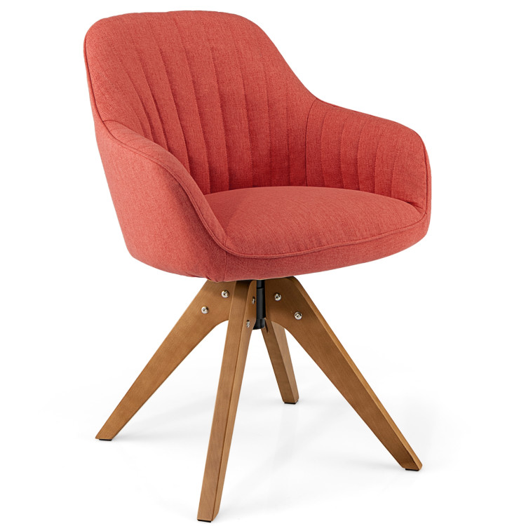 Mid-Century Modern Swivel Accent Chair with Linen Fabric Cover-RedCostway Gallery View 1 of 11