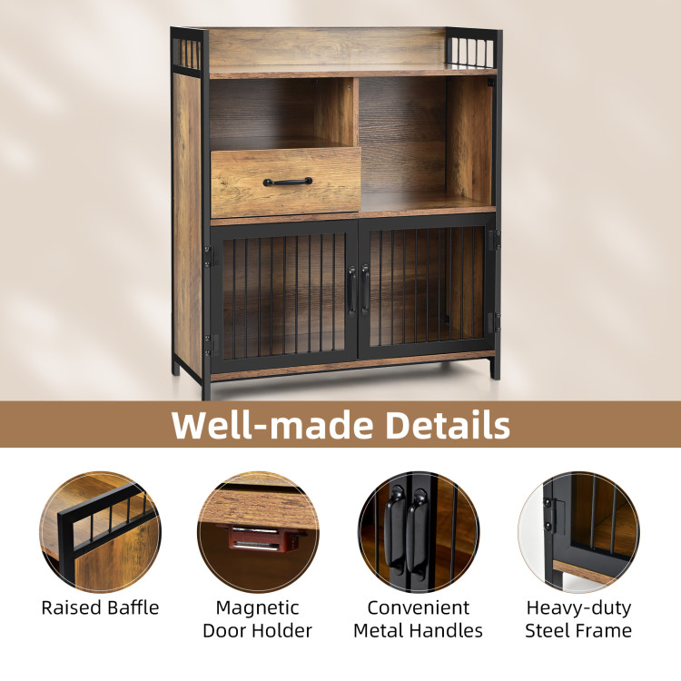 Buffet Cabinet with Drawer and Wood Storage Shelf for Kitchen-Rustic BrownCostway Gallery View 10 of 10
