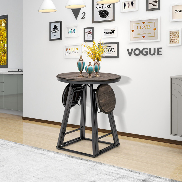 3 Pieces Dining Table Set with 2 Foldable Stools for Small Space-GrayCostway Gallery View 6 of 10