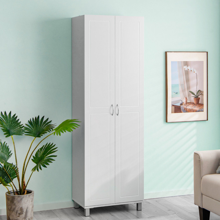73.5 Inch Freestanding Double Door Tall Versatile Storage Organizer-WhiteCostway Gallery View 2 of 10