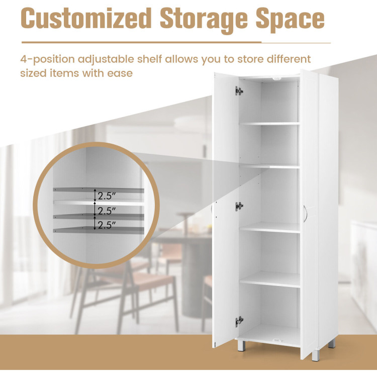 73.5 Inch Freestanding Double Door Tall Versatile Storage Organizer-WhiteCostway Gallery View 5 of 10